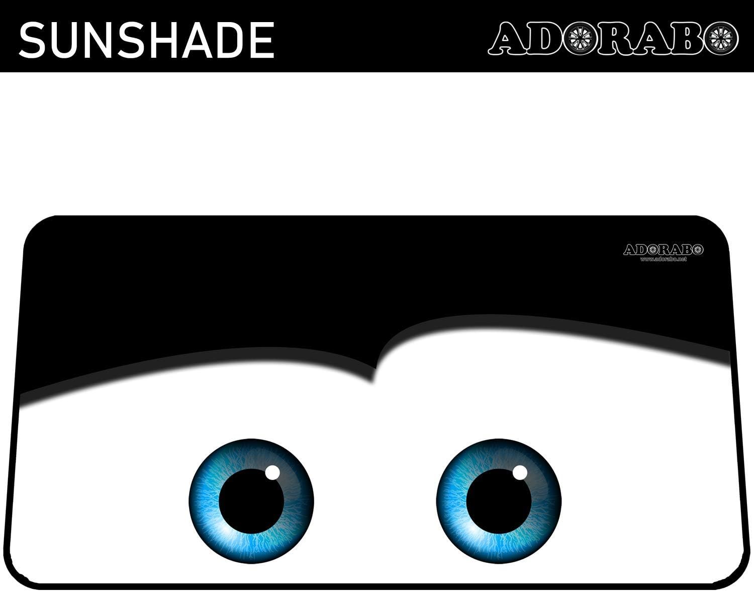 Car Windshield Sunshade 31.5” x 59” Funny Eye & Reversible Silver- Easy Pops Out & Folds Back - Coating for UV Ray Deflector- Reversible Heat Shield - for Cars Trucks Vans and SUVs (Black)