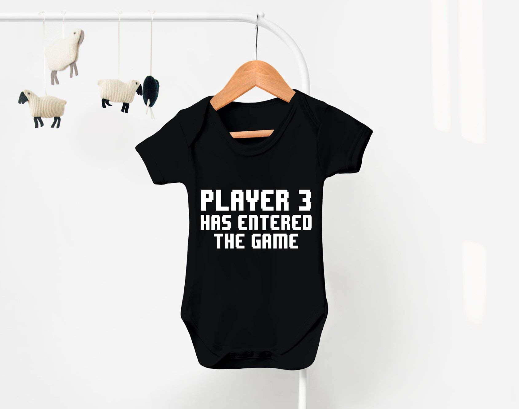 Reality Glitch Player 3 Has Entered The Game Short Sleeve Gaming Black Baby grow or Vest for Baby Boy or Girl