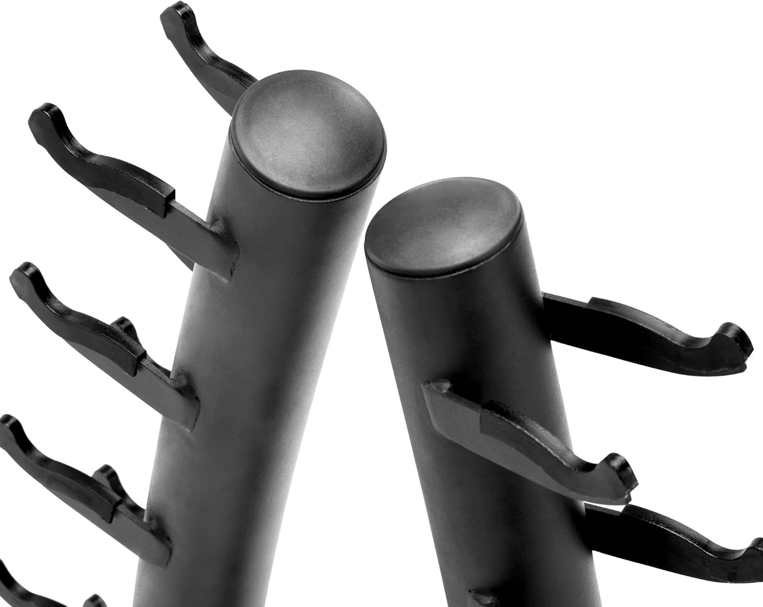 ZIVA 5 Pair Hexagon Dumbbell/Tribell Rack - Gym, Home Storage Rack – Steel Frame, Curved Delta Design, Floor Protecting Feet – Black Powder Coated Finish (Dims: 28"Hx23"Wx13"L, 32lbs)