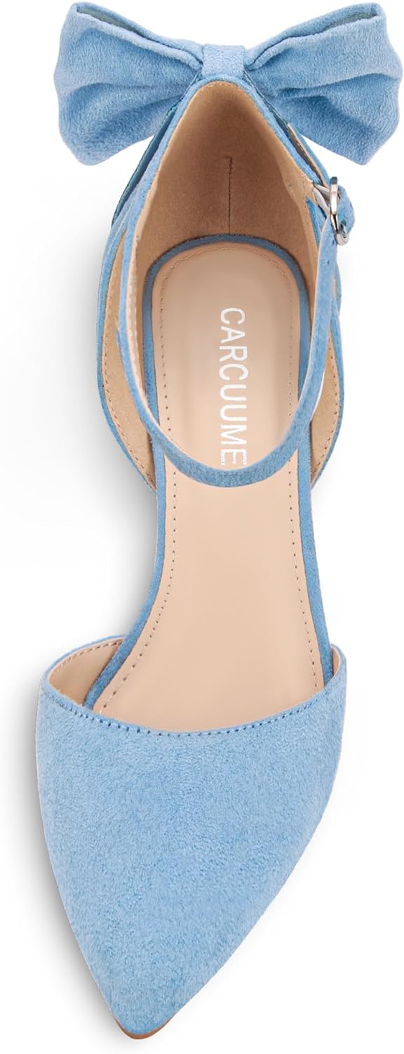 Carcuume Women's Closed Toe Heels Bow Stiletto Heel Sandals Pointed Toe Pumps Wedding Shoes - Image 4