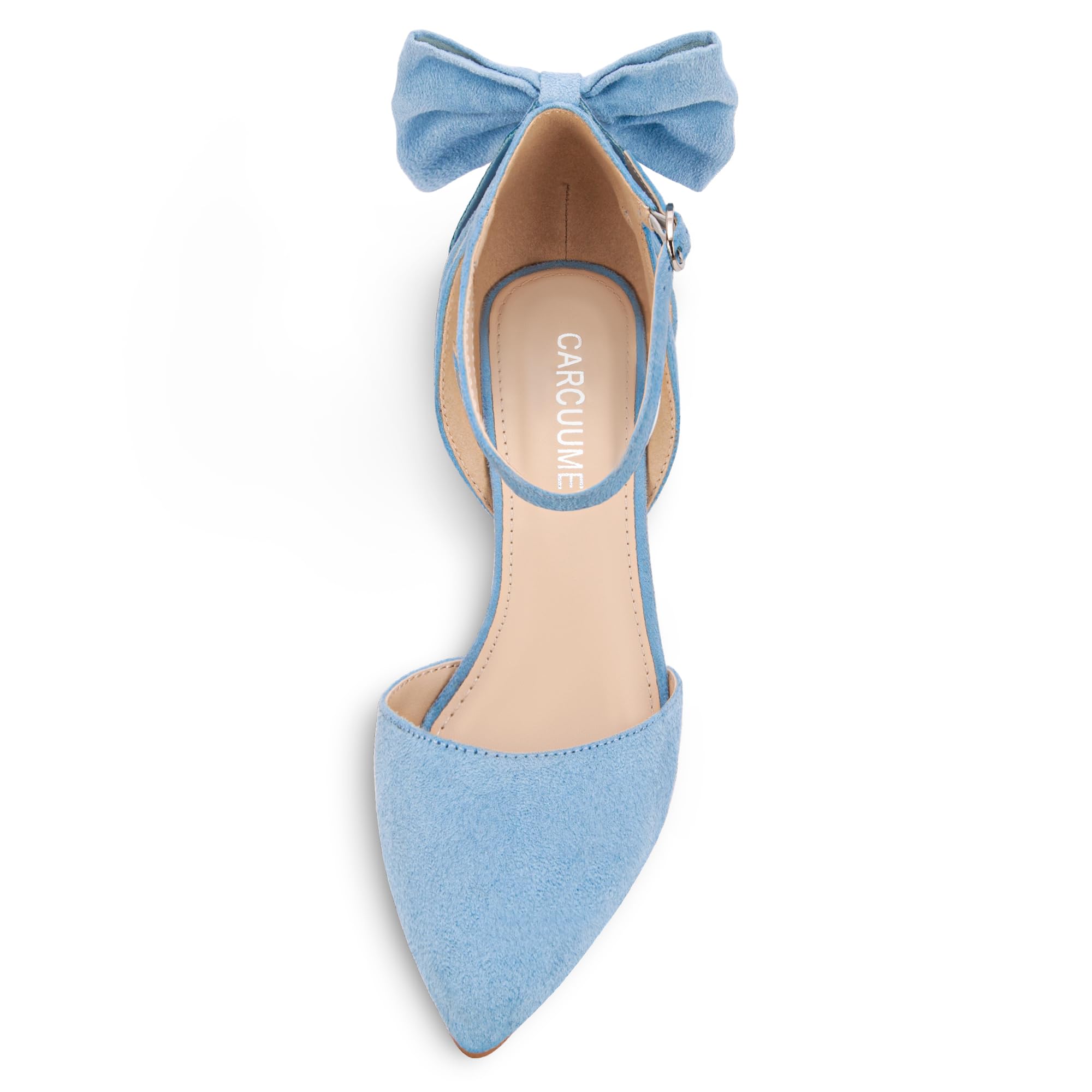 Carcuume Women's Closed Toe Heels Bow Stiletto Heel Sandals Pointed Toe Pumps Wedding Shoes: 7 Light Blue