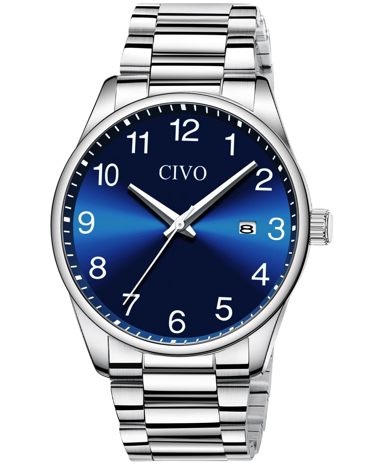 CIVO Herren Uhren Geschenke zum Ruhestand: Großes Gesicht Leicht Lesbare Edelstahl Armbanduhr mit Datum - Geschenke für Ehemann Vater Valentinstag Vatertag Geburtstag