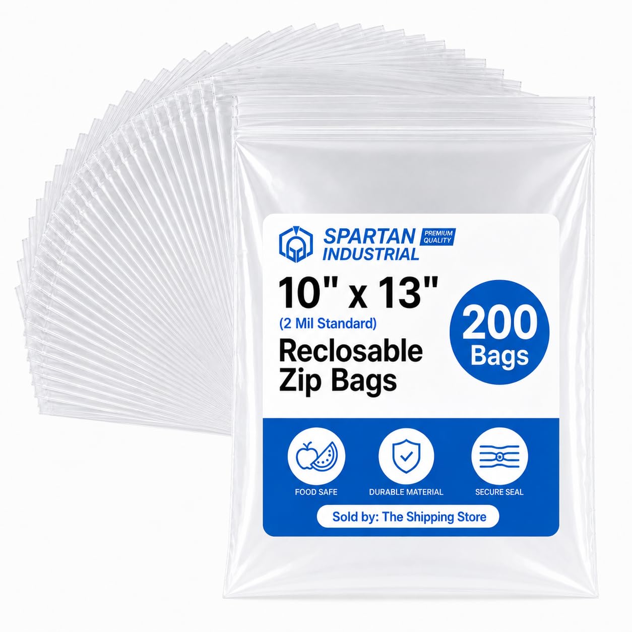 Spartan Industrial – Bolsas de plástico con cierre resellable – 2 mil – Grande (200)