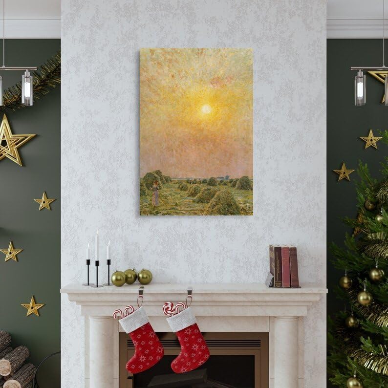 Impression sur toile Emile Claus Sunset tableau paysage coucher de soleil