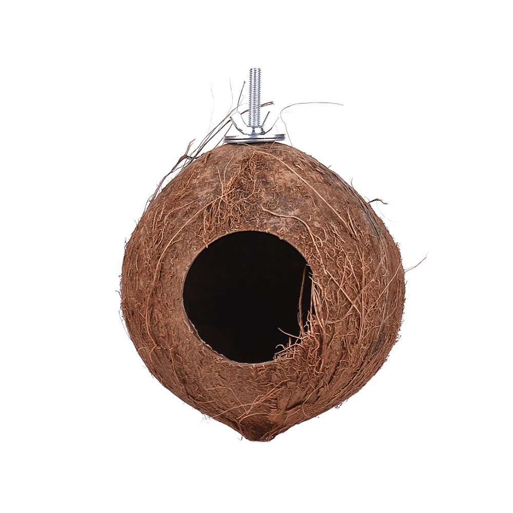 Coconut Bird House Nest Hideaway Bird Cage Accessories Swing Chew Toy for Birds Parrots Budgerigar Macaw Parakeet Cockatoo
