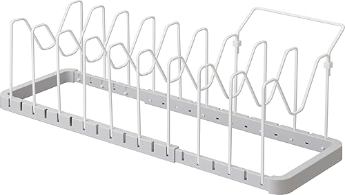 Yamazaki 3965 - Tapa extensible para olla y soporte para sartén, color blanco, aprox. 17.7-32.3 pulgadas de ancho x 7.9 pulgadas de profundidad x