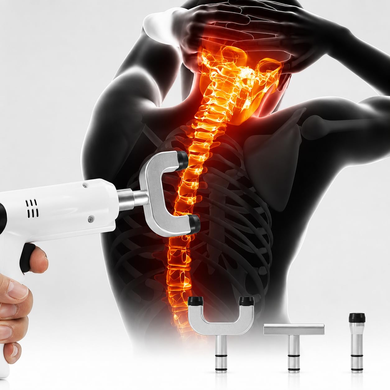 Pistola elettrica di regolazione chiropratica, dispositivo di massaggio muscolare profondo e attivatore della colonna vertebrale per rilassamento muscolare e comfort articolare