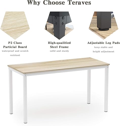 Miniatura 8 de Escritorio Teraves para computadora o mesa de comedor Marco beige + blanco,Roble negro,Blanco