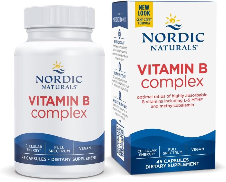 Vitamin B Complex - 45 Capsules Thiamine, Riboflavin, Niacin, B6 & B12, Folate, Biotin, Pantothenic Acid Heart Brain Health, Energy, Metabolism Non-GMO Servings