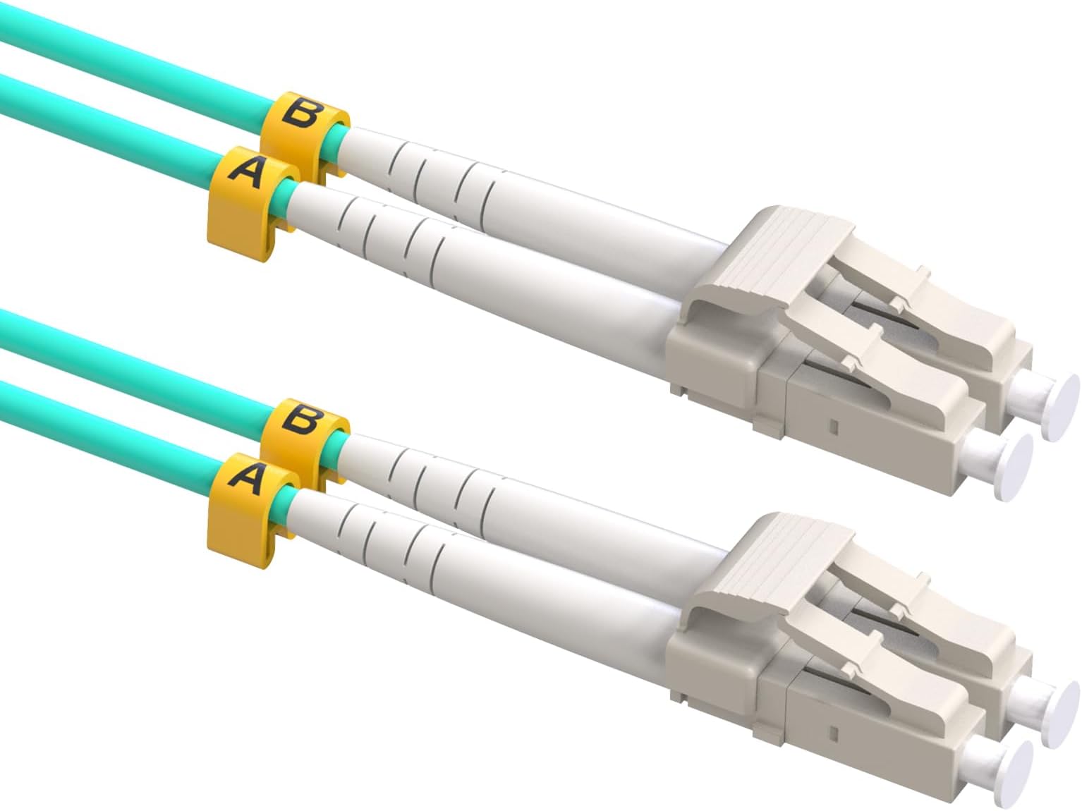 Fiber Patch Cable LC to LC, Multi Mode Duplex OM3 10G Optical Cables Fiber Jumper Patch Cords LSZH 50/125µm -0.5M(1.64FT) 1 Pack