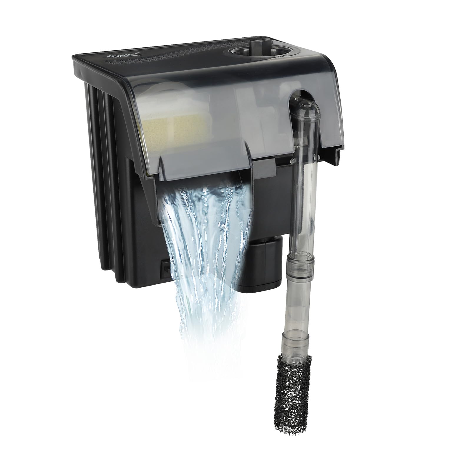 hygger Hang On Back Aquarium Filter 5W 132GPH For 10-30 Gallon Quiet Power Fish Tank Filter Multi-stage Filtration Adjustable Waterfall HOB Filter with 4 Cartridges & Extension Pipe, Fresh & Saltwater