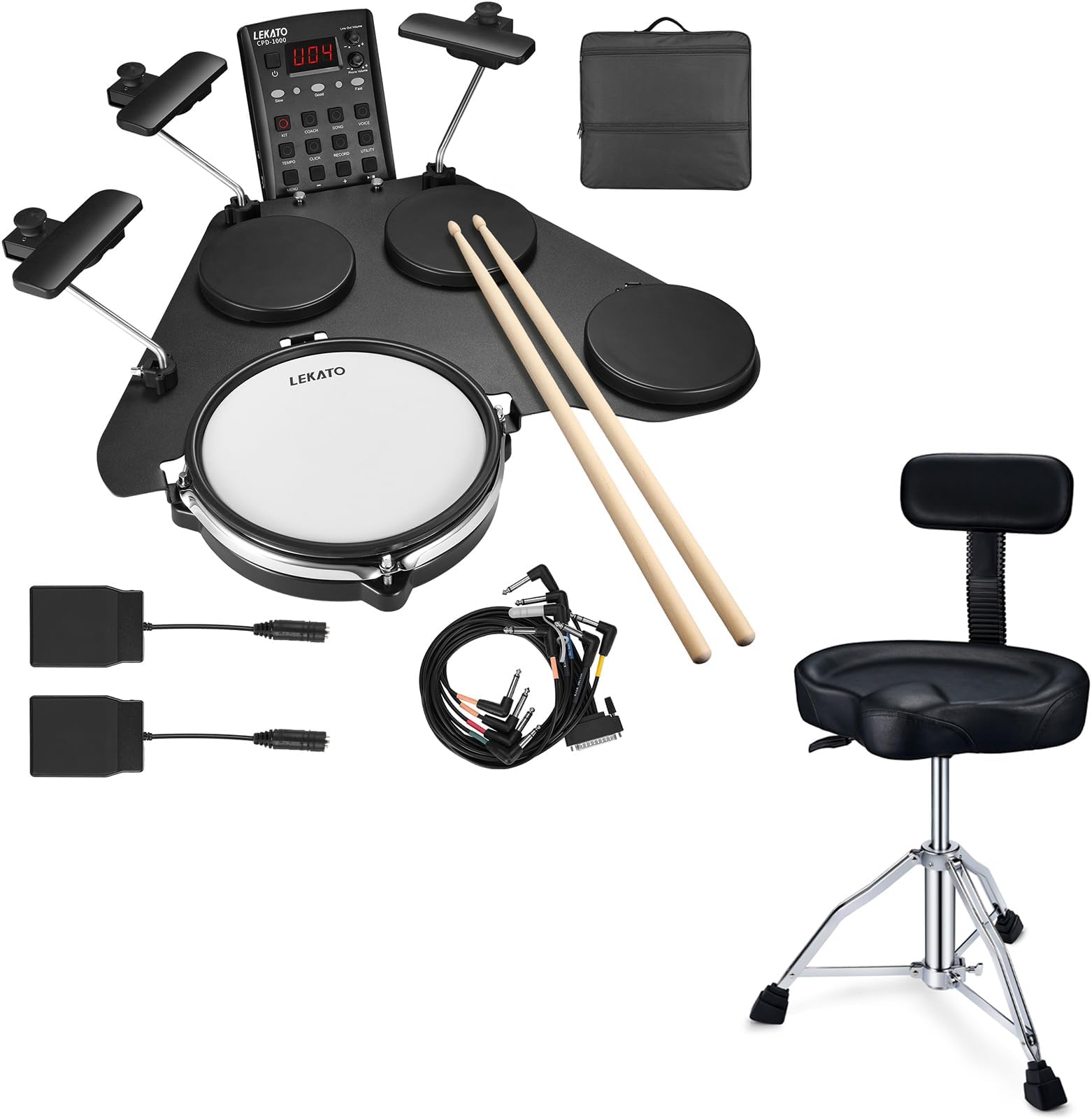 Amazon.com: LEKATO Portable Electric Drum Set for Beginner with Quiet ...