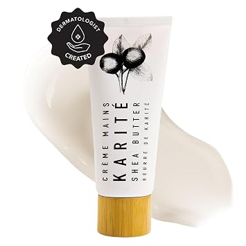 Karite Shea Butter Hand Cream - Raw Organic Shea Butter for Dry Cracked Hands - Intense Moisturizing Hand Lotion with Jojoba & Rosehip Oil - Hypoallergenic & Dermatologist Approved