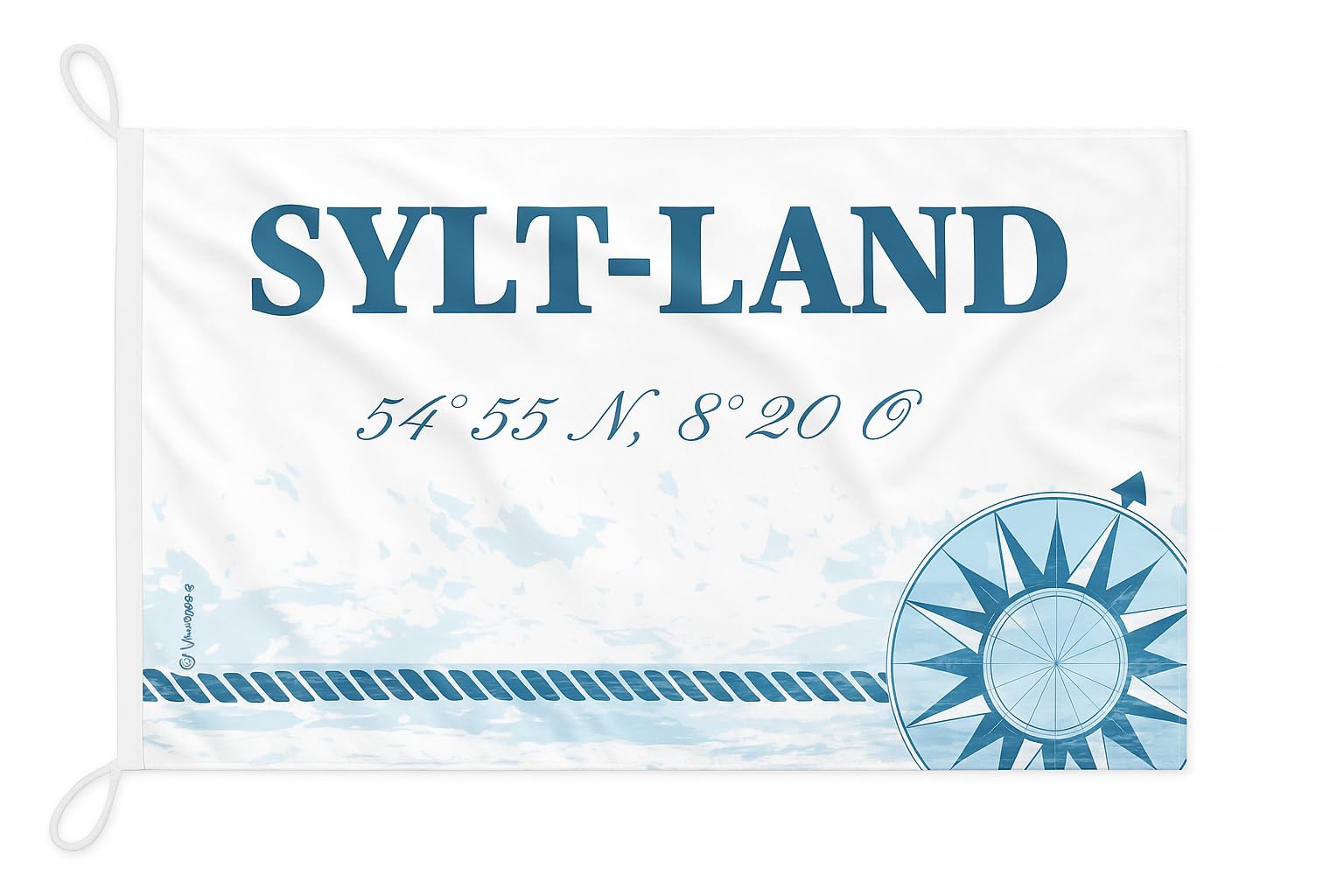 Drapeau maritime Sylt-Land bleu 250x150cm en tissu résistant pour navire