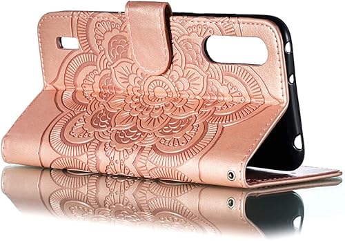 Miniatura 2 de MEIKONST Funda para Xiaomi Mi CC9, rosa oro en relieve Mandala PU Funda de cuero con tapa incorporada Soporte de tarjeta de soporte magnético Cierre