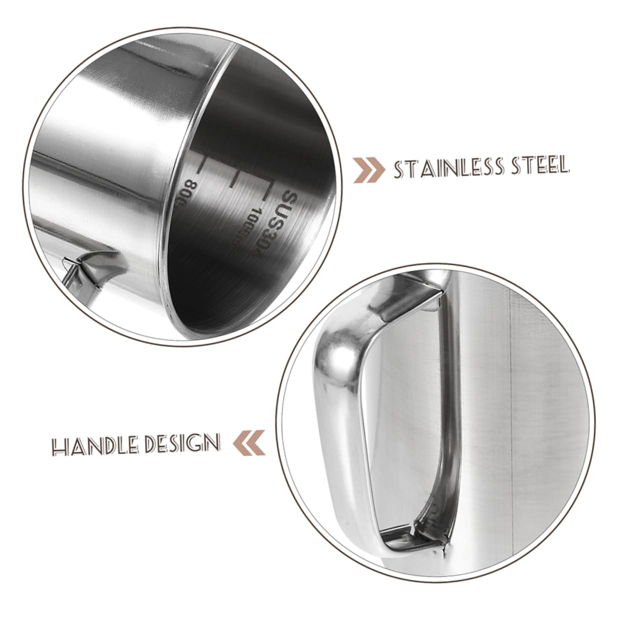Alipis Misurino in Acciaio Inox 2000 Ml Con Scala Antischiuma Strumento Di Misura Versatile Per Cucina e Laboratorio