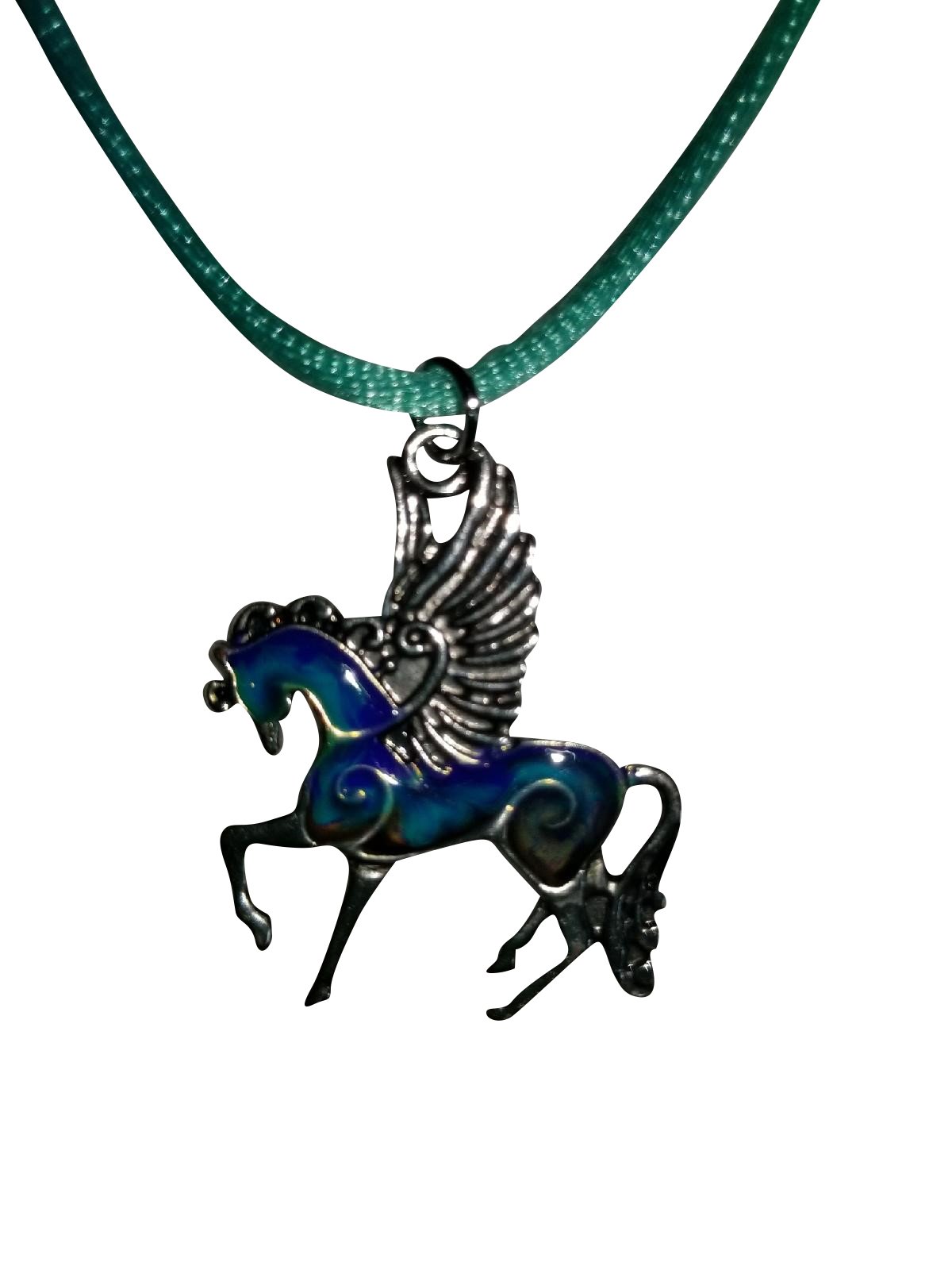 Pegasus Horse Mood Necklace with Wings (Rainbow Cord)