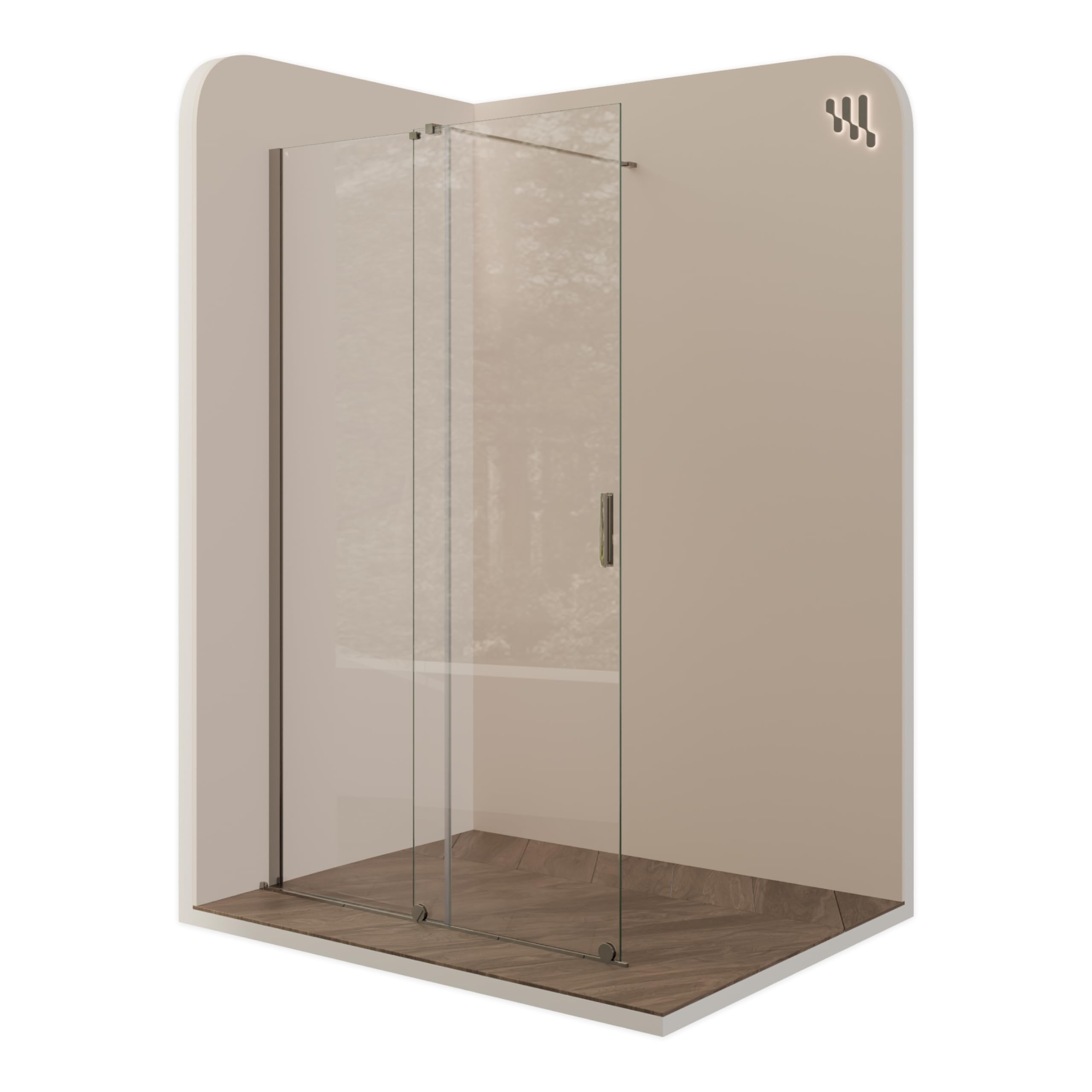 MOG Walk In Ducha con puerta corredera NADINE 120x200 cm en mampara con cristal nano templado de seguridad ESG 8mm - Montaje a la izquierda o a la derecha
