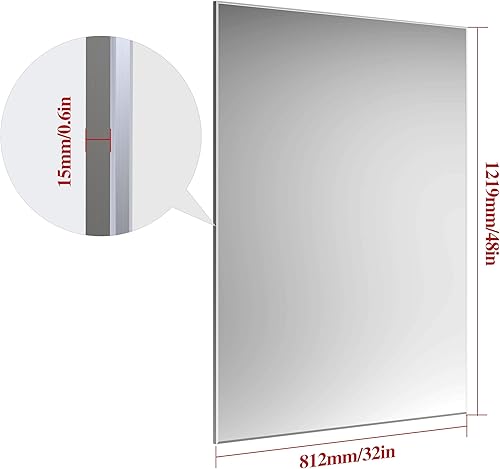 Miniatura 5 de WONSTART Espejo grande para montar en la pared, espejos rectangulares de aluminio de pared para tocador, se cuelga horizontal o vertical, 48 x 32