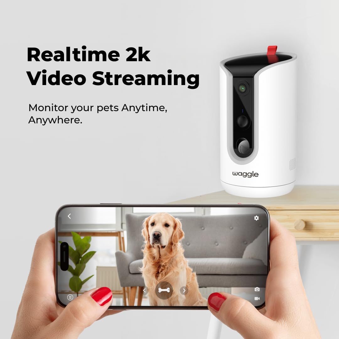 Telecamera Per Cani Waggle 2K Con Dispenser Dolcetti - Visione 360°, Wi-Fi 2.4/5GHz, Audio Bidirezionale - Foto 7