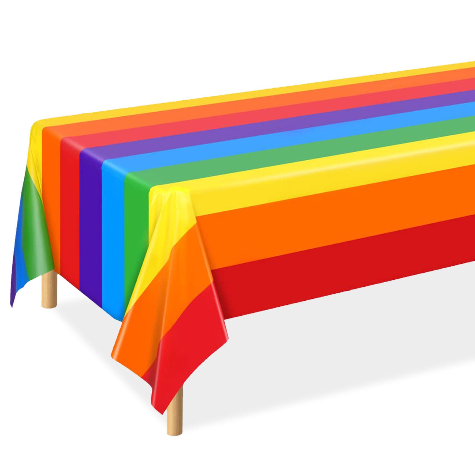 YIAJIA Gay Rainbow Table Cloth, 108 x 54 inches LGBT Gay Pride Rectangular Table Cover, Disposable Waterproof Tablecloth for Pride Party Decorations
