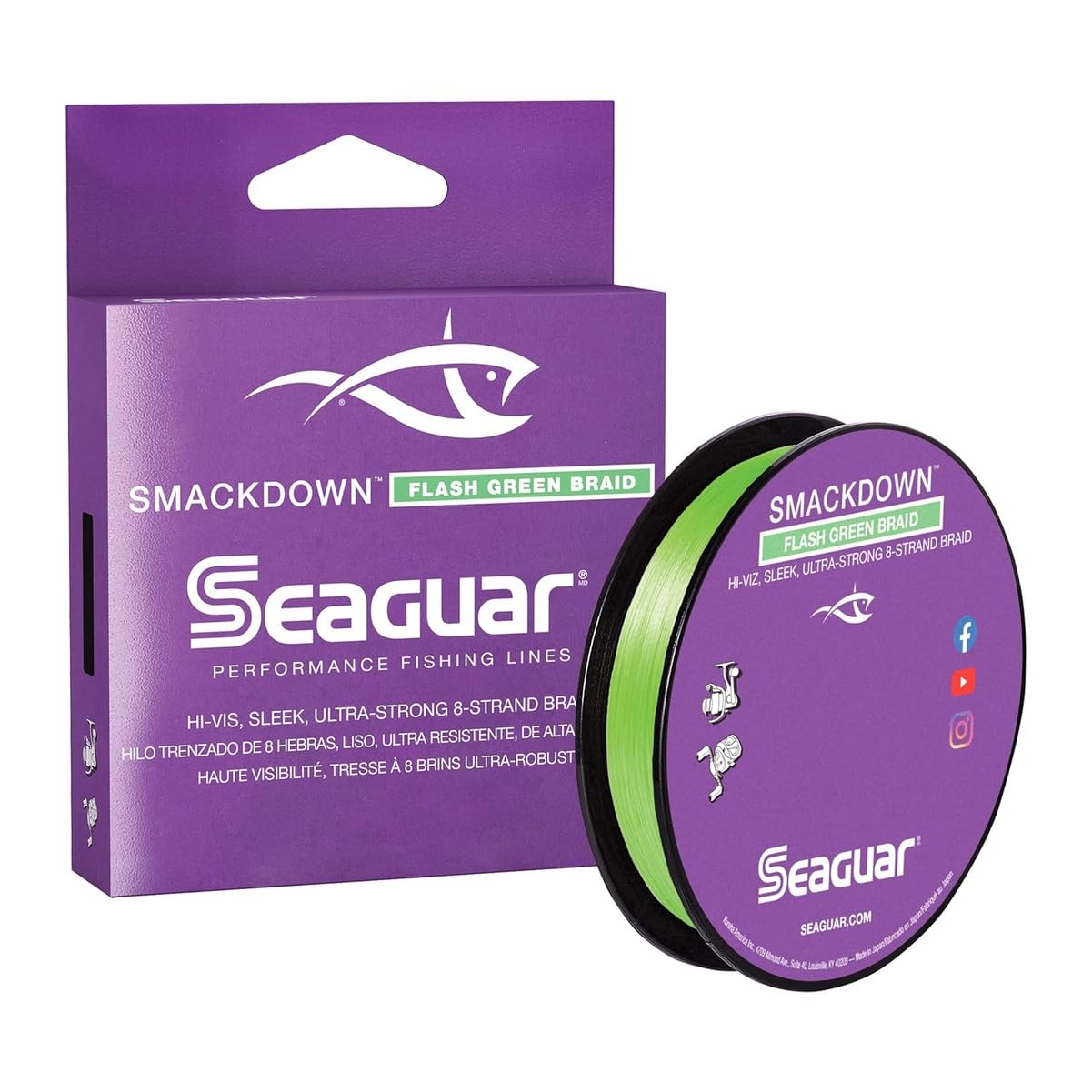 Seaguar Smackdown 65SDFG300 pleciona żyłka wędkarska o wysokiej widoczności, 29,5 kg, odporność na pękanie, 274,4 m, zielona