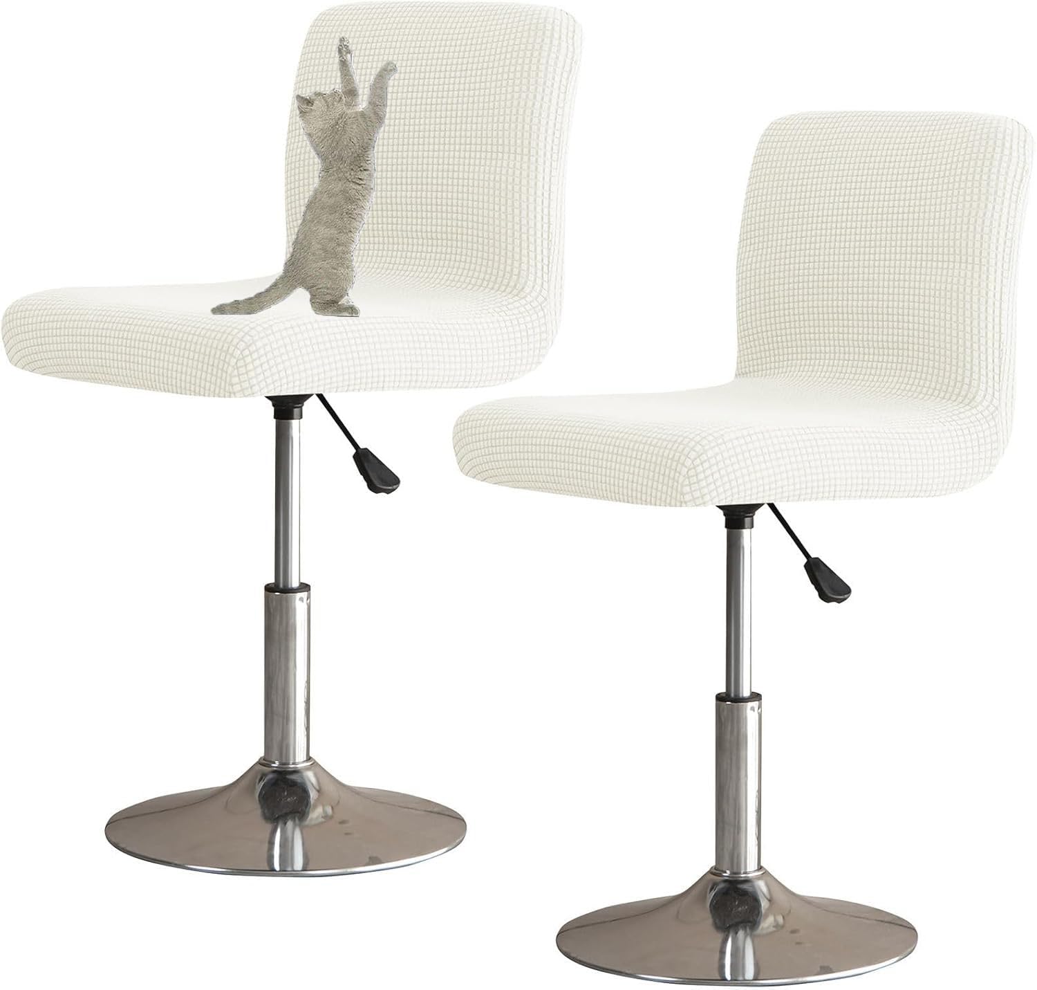 YOPOIY Bar Stool Covers with Backs Set of 6 4 2, Cat Scratch Proof Stretch Bar Stool Chair Covers Washable Universal Swivel Pub Chair Slipcover (White,4 PCS)