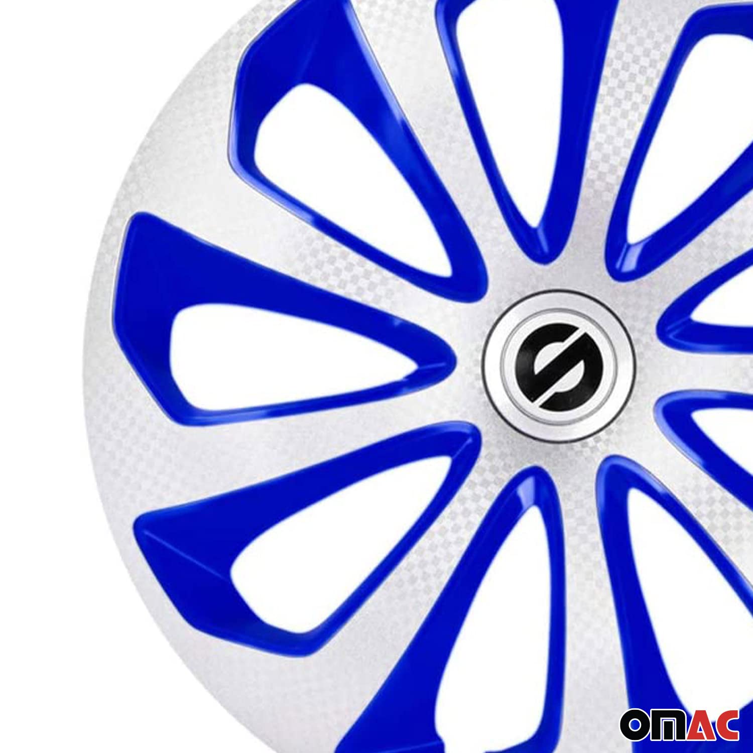 SPARCO Tapacubos 14" pulgada Kit plata Azul carbón Embelecedores De Rueda Juego de tapacubos SPC1475SVBLC