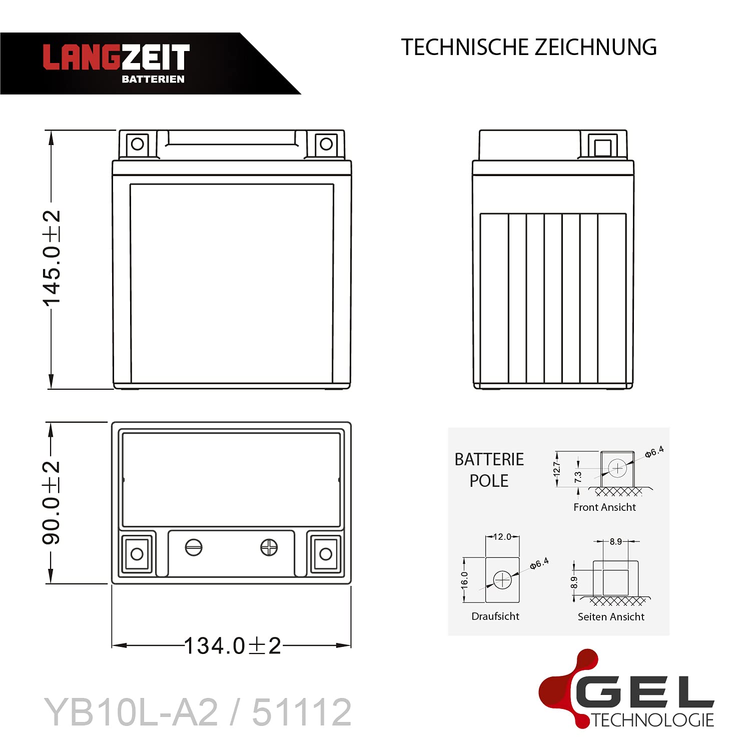 Batterie Gel Batterie YB10L-B2 / JMB10L-B2 Für Suzuki GSX 600 F FU