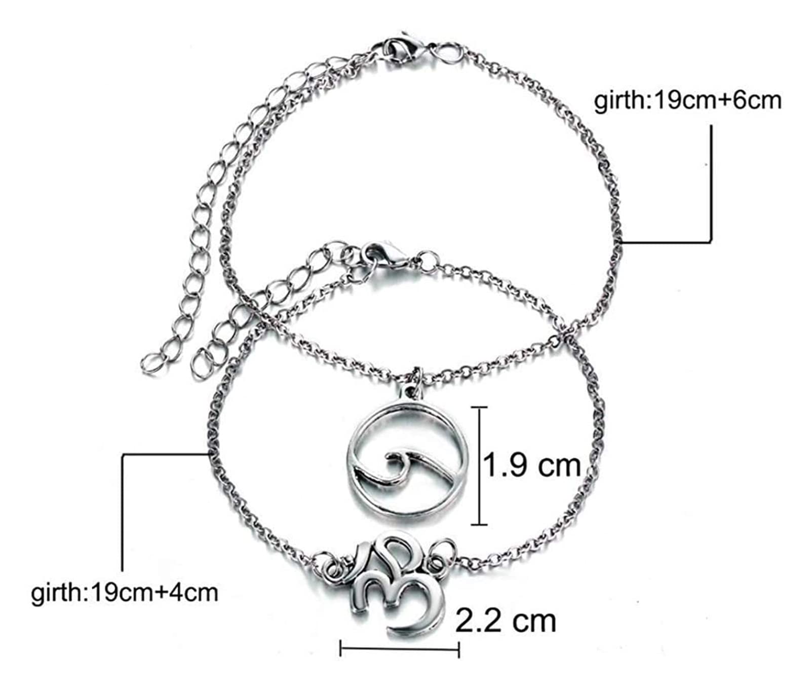 YXWYXWA Braccialetti Caviglie alla Caviglia 1Set Multiyer Multi-Strato Bohémien 3D a Onde Mari