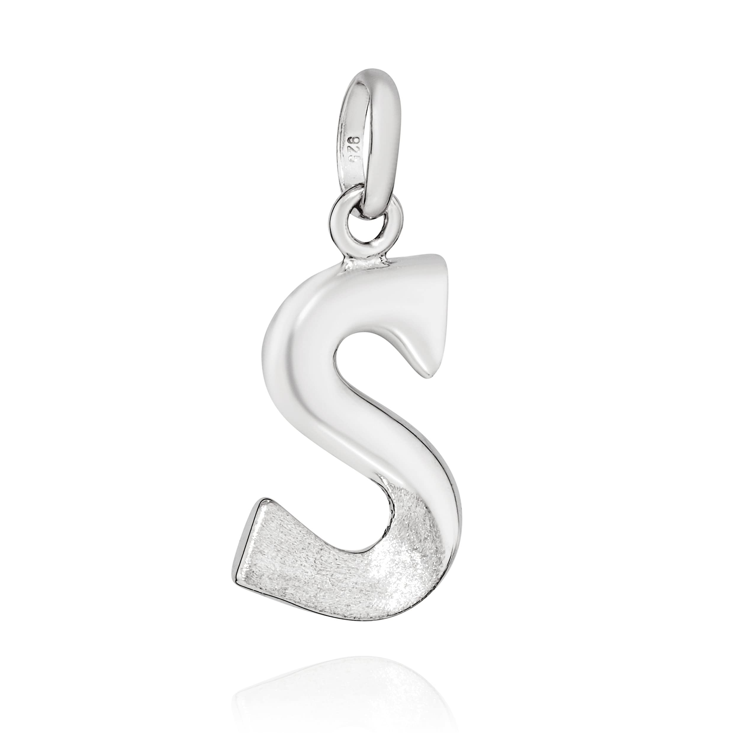 NKlaus Kettenanhänger Buchstabe 925 Silber teilmatt rhod. 15x9mm Alphabet Amulett