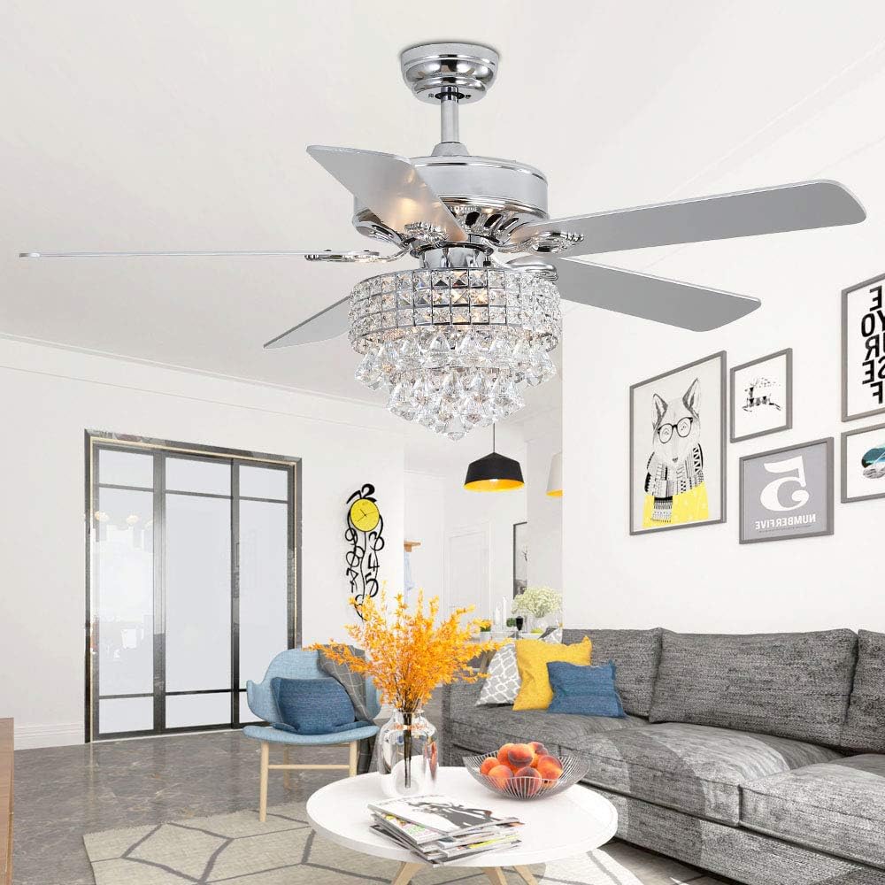 Uр Tо 40% оƒƒ RainierLight Modern Crystal Chandelier Ceiling Fans with Lights and Remote Control for Indoor Quiet Energy Saving Electric Fan/Decoration(52 inch) 🛒 Crаzу Dеаlѕ RainierLight Modern Crystal Chandelier Ceiling Fans with Lights and Remote Control for Indoor Quiet Energy Saving Electric Fan/Decoration(52 inch)