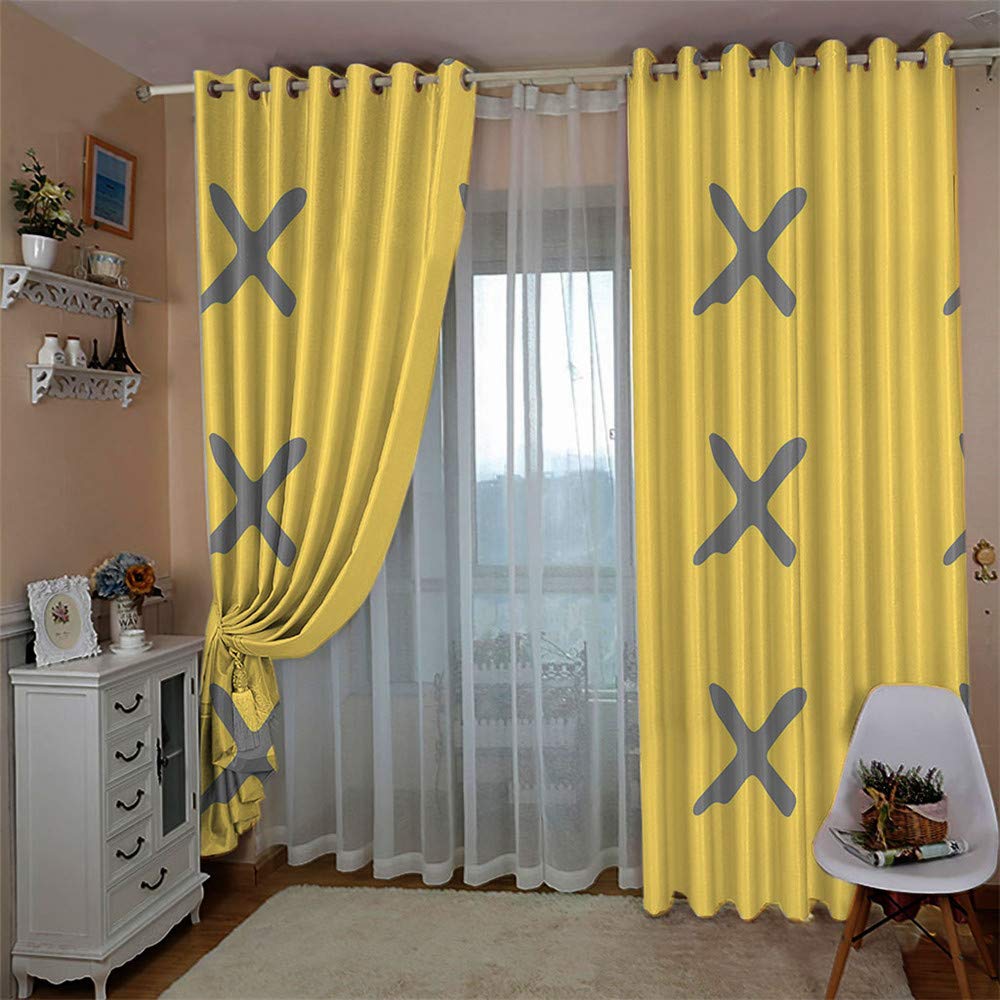 Gardinen Blickdicht Vorhänge 2er Set mit Ösen und Raffhalter, Morbuy 3D Drucken Modern Verdunkelungs Thermo Vorhänge Vorhänge-Set für Wohnzimmer Schlafzimmer (Graues Kreuz,140x245cm *2)