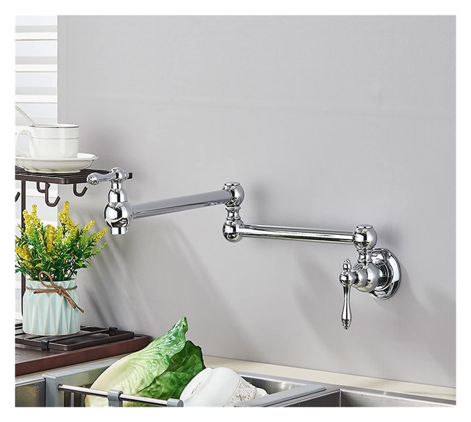 Grifo de llenado de ollas Grifo de cocina de latón Oro cepillado Sing Fregadero de cocina frío Grifo de agua Grifo monomando Grifo de rotación 360 Montado en la pared ( Color : Chrome A , Size : Y )