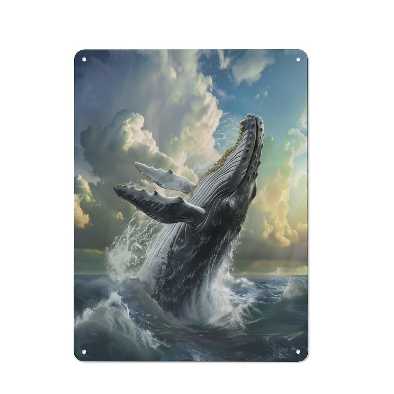 Junmoney Whales Leap Retro Metal Sign 40X30cm For Lounge Or Reading Corner, For An Autumn Wall Display In Lounge And Reading Corner