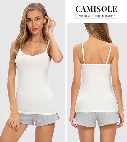 Miniatura 2 de ROSYLINE - Camisetas sin mangas ajustables básica para mujer, tirantes de espagueti Cami, paquete de 4