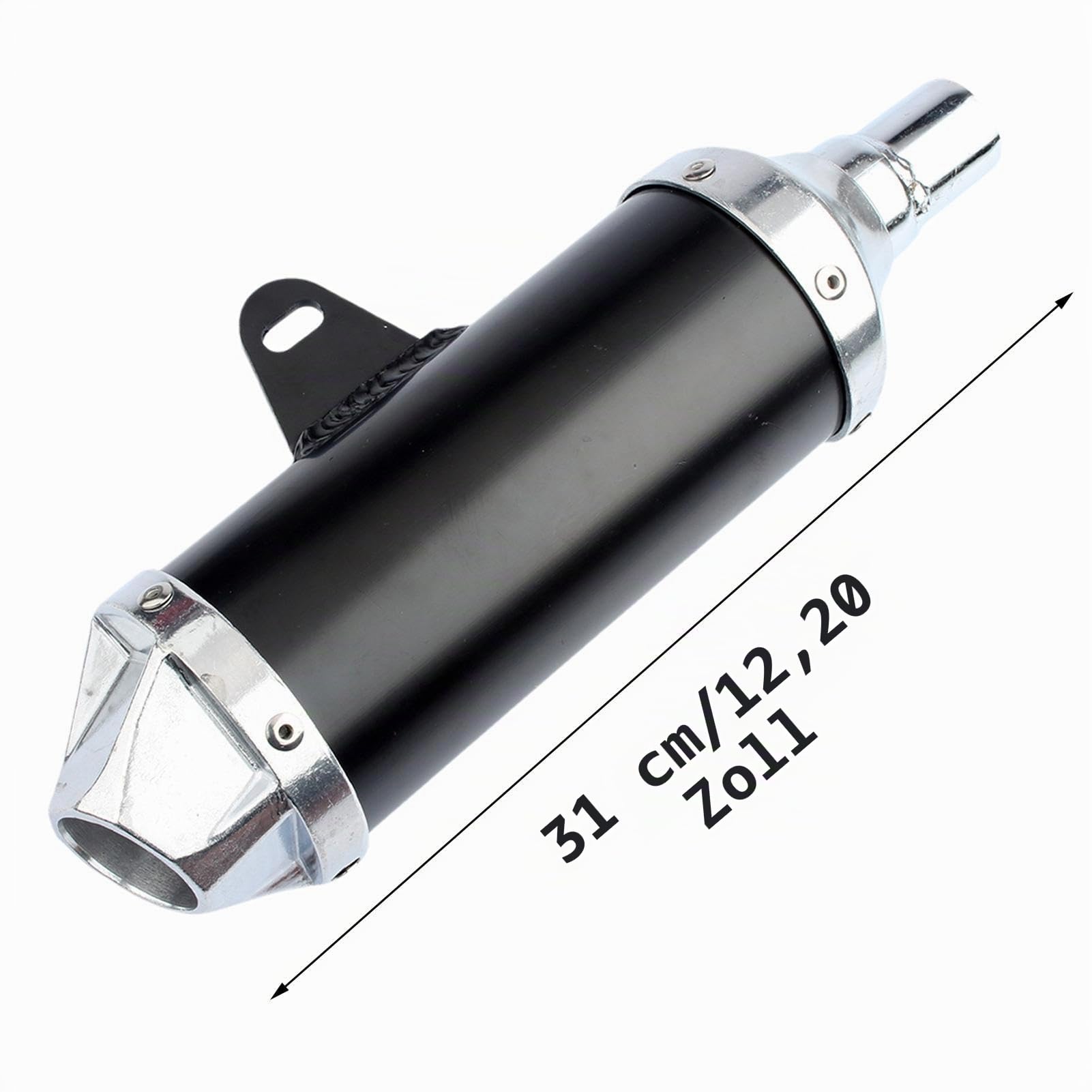 Endschalldämpfer für Motorrad, Scooter, ATV, Motorrad, 28 mm Durchmesser, Auspuff mit Endschalldämpfer, modifiziertes Endrohr, Schalldämpfer, schwarz und silber, für Motorrad