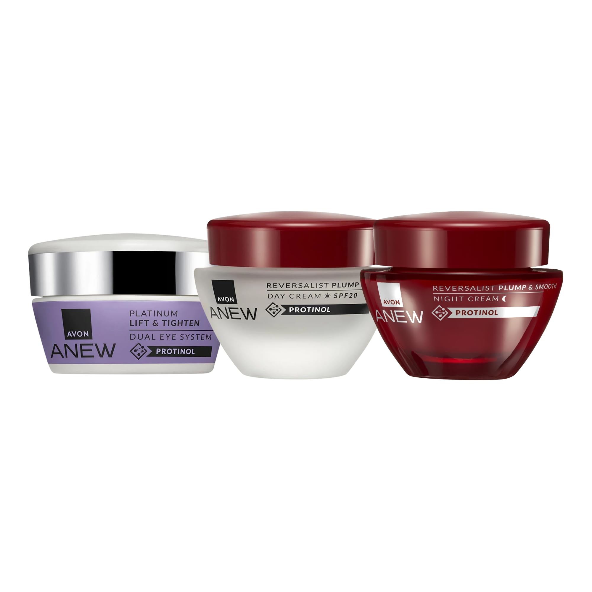 Avon Anew Reversalist Set, Day Cream 50ml + Night Cream 50ml + Eye Cream 20ml, Pack of 3, To Help Plump & Smooth