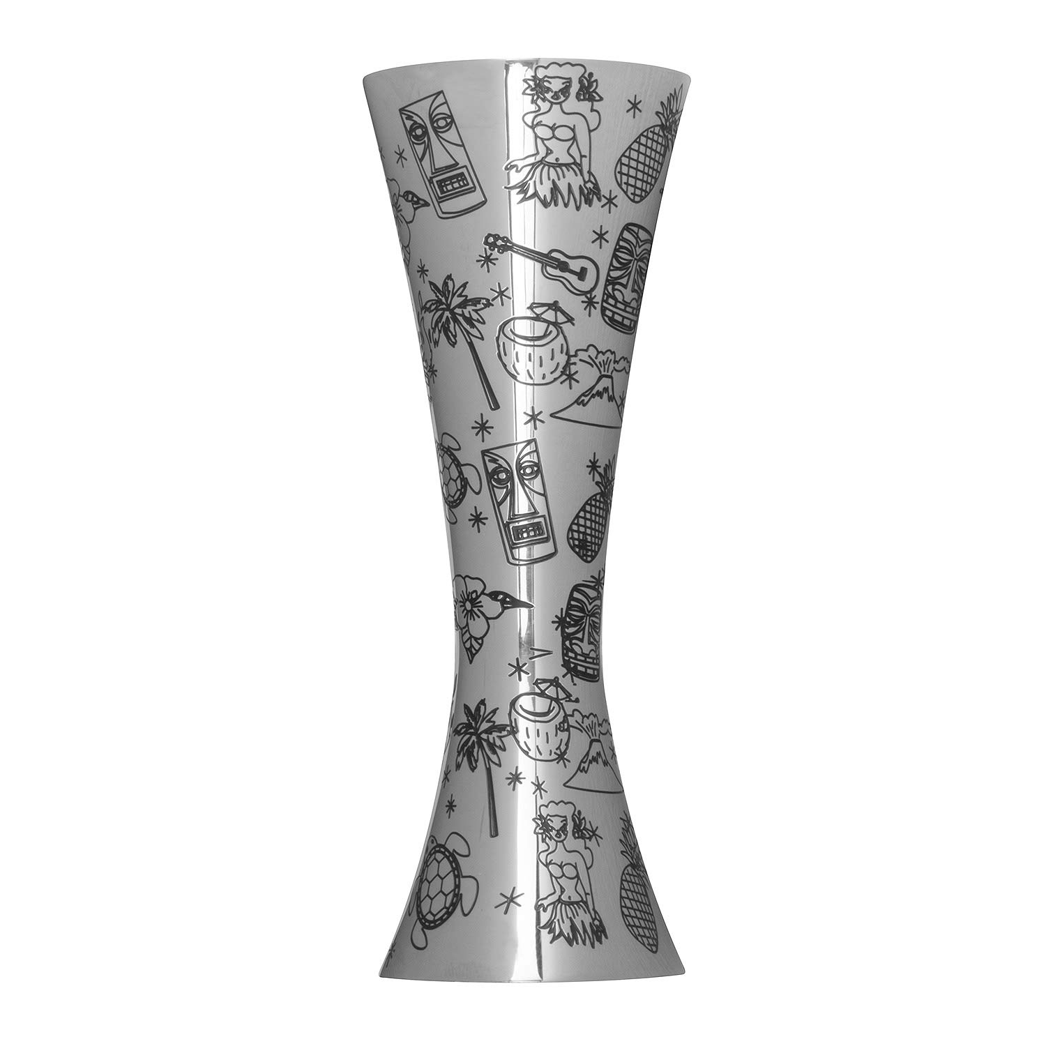 UB3546 Coffret doseur à cocktail en acier inoxydable avec décoration Tiki et spiritueux Aero Spirit 25 ml/50 ml