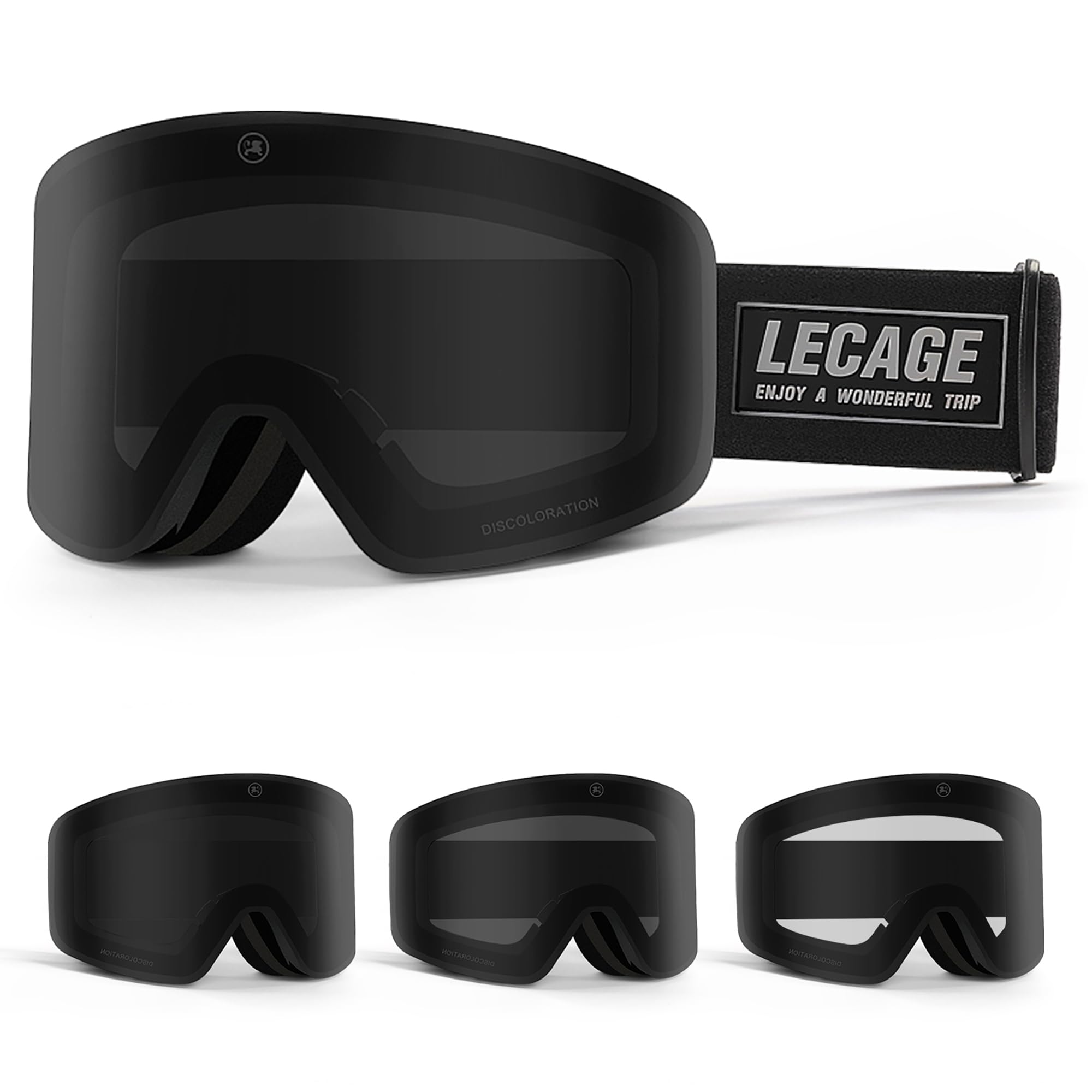 LECAGE Maschera Sci Fotocromatica Uomo Donna | Anti-Appannamento Senza Cornice | Design OTG Compatibile con Occhiali & Casco | Protezione UV400 per Sci, Snowboard & Outdoor Invernali