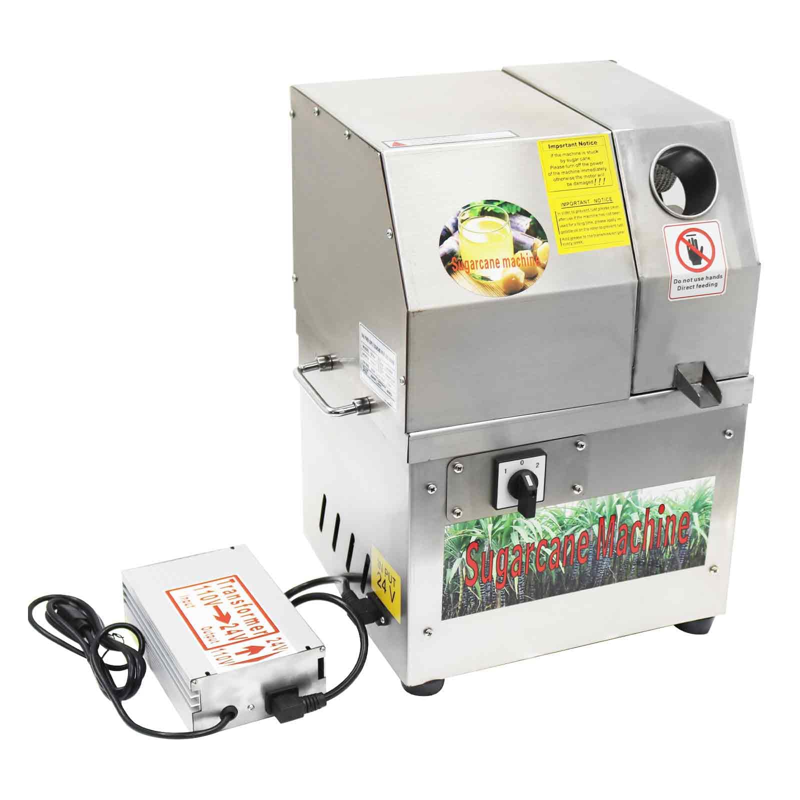 Exprimidor eléctrico vertical de jengibre de caña de azúcar de 110 V/24 V con 4 rodillos, alto rendimiento de jugo, capacidad de trituración de caña de azúcar de 330.7 lbs/H, exprimidor de