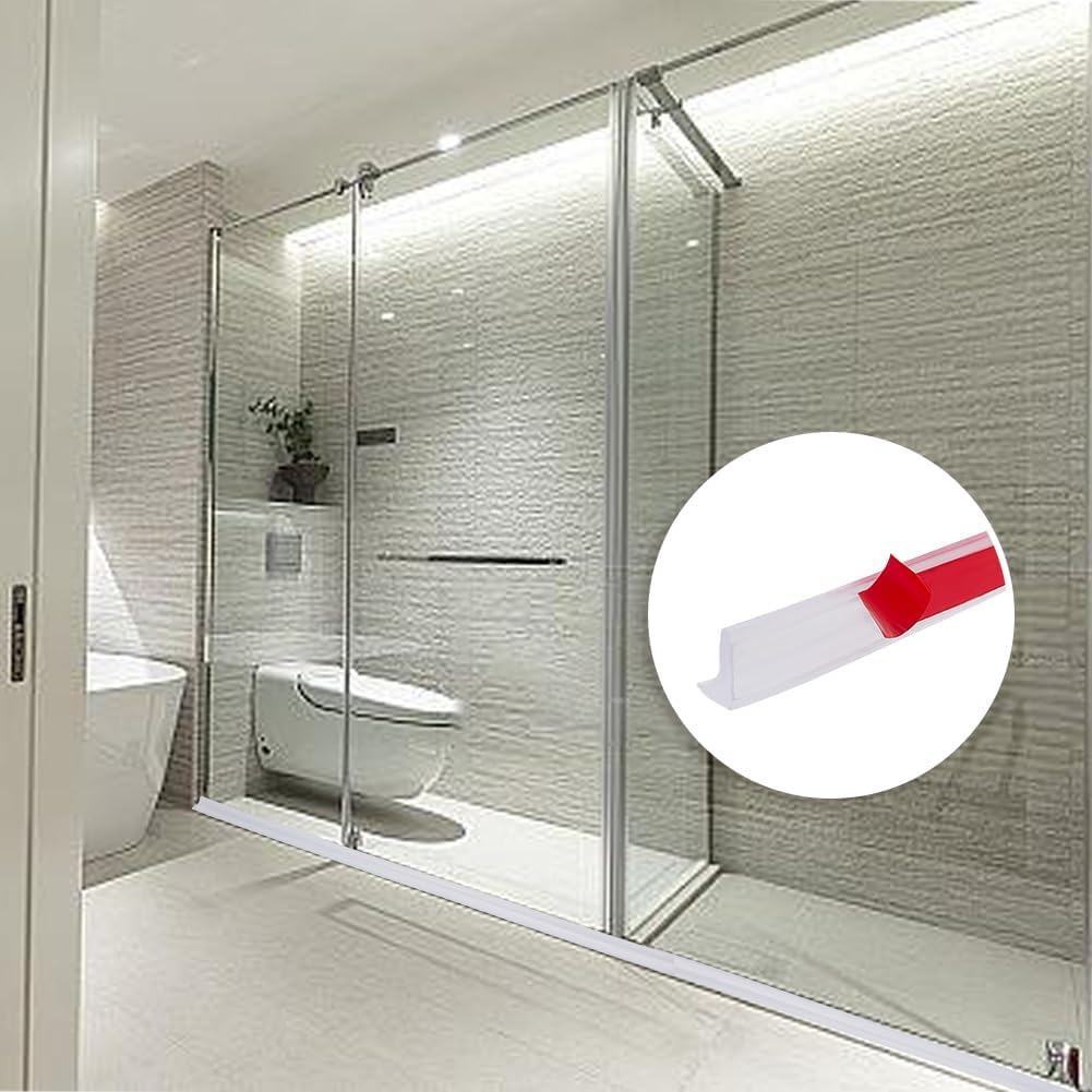 CREATCABIN 39 Inch Peel and Stick Splash Guard for Countertop Shower Threshold Water Dam Barrier Strip Transparent Silicone Shower Door Bottom Seal for Dry And Wet Separation Kitchen Sink Bathroom Tub