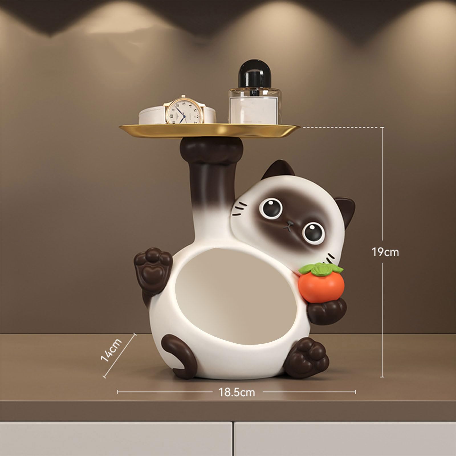 Scultura da tavolo con gatti siamesi in resina funzionale e artistica con vassoio organizzativo per chiavi, ciotola per caramelle, decorazione per l ' ingresso della casa, accessori per l ' ingresso