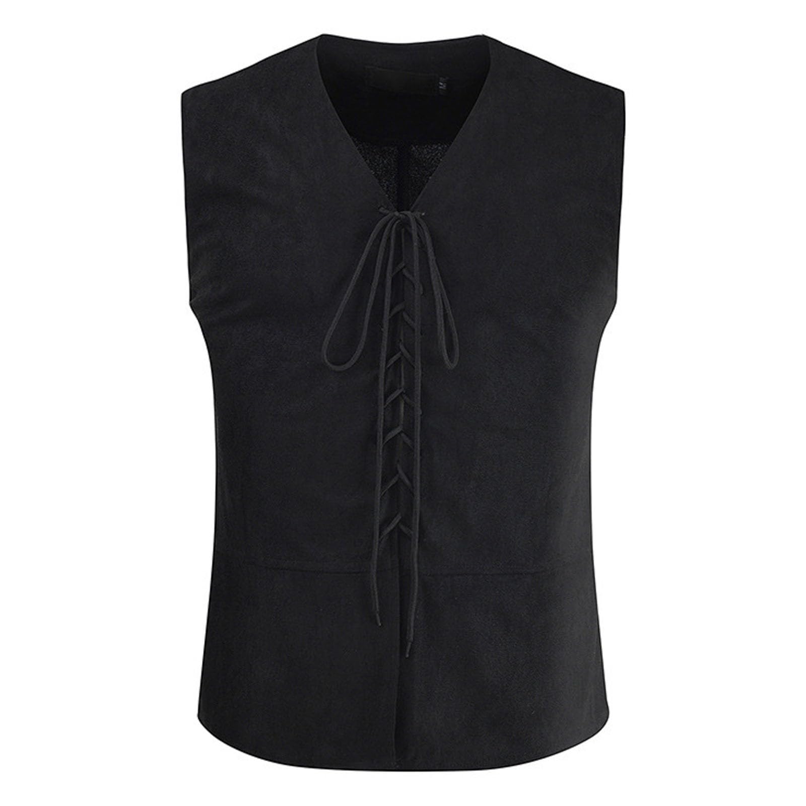 Beokeuioe Chaleco de cuero para hombre, disfraz medieval vikingo, renacentista, camiseta de tirantes victoriana, cuello en V, sin mangas, túnica vikinga, retro, camisa pirata, camiseta de ocio, tops