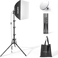 RALENO 16x16 Softbox Lighting Kit with 50W 5500K LED Bulb - Flicker-Free Continuous Light for TikTok, Video Recording & Photography