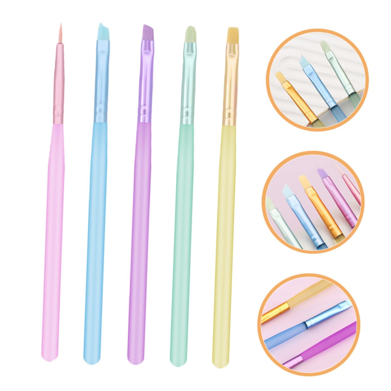 FOMIYES 5Pcs Set Nail Art Brush Set Durable Gel Brush Pens for DIY Nail Art Design Elegant and Stylish for Home Professional Use