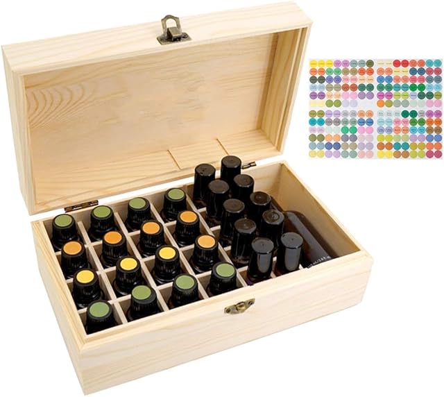 Songlela Essential Oil Storage Wooden Box, 36 Slots Aromatherapy Oils Carrying Case, Essential Oil Bottles Display Organizer Gift Box Container for Travel, Presentation, Nail Polish and More