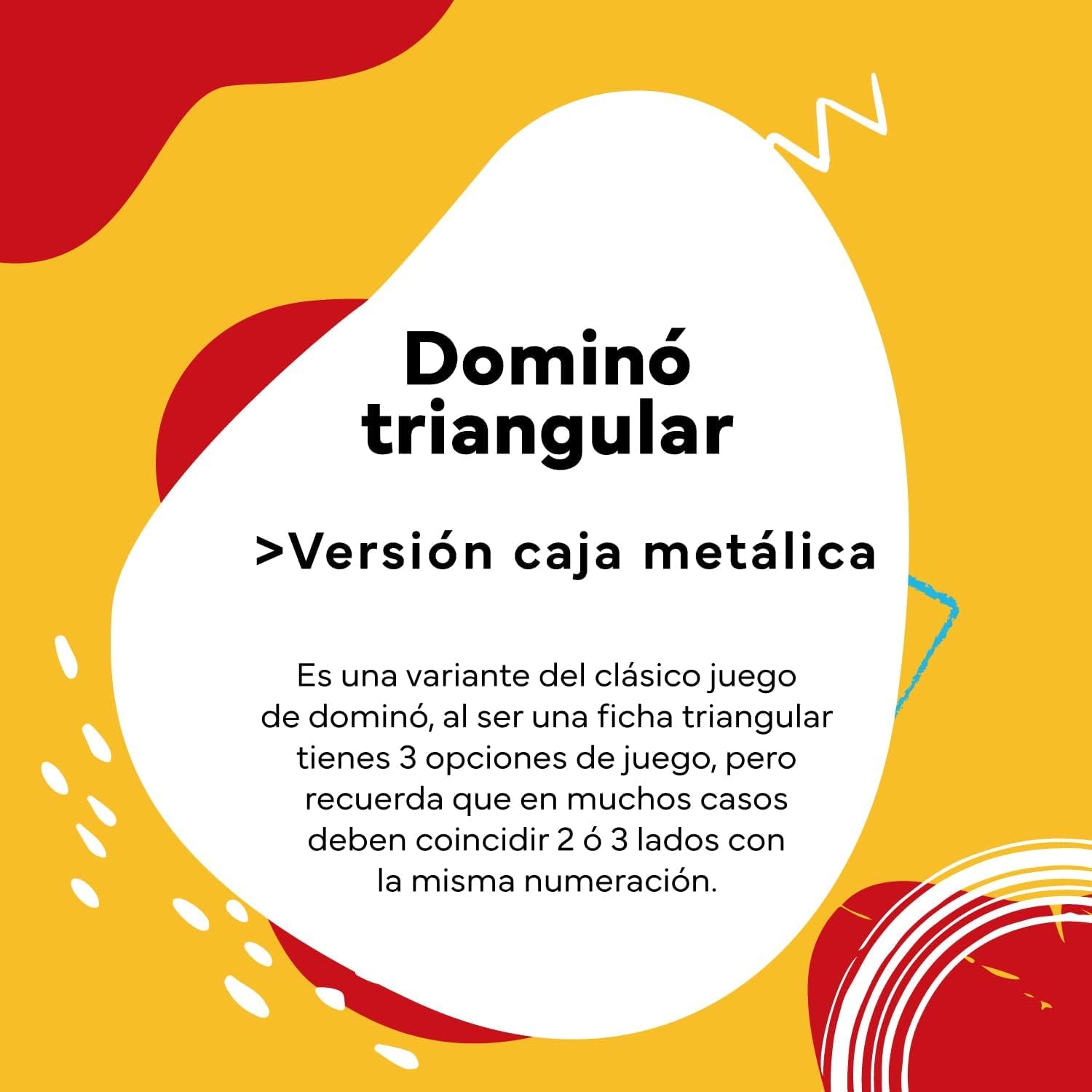 Cayro - Dominó - + 8 Años - Modelo Triangular - Juego Educativo de Mesa de Niños y Adultos - 1 Caja de Metal, 56 Piezas y 4 Soportes - 2 a 4 Jugadores