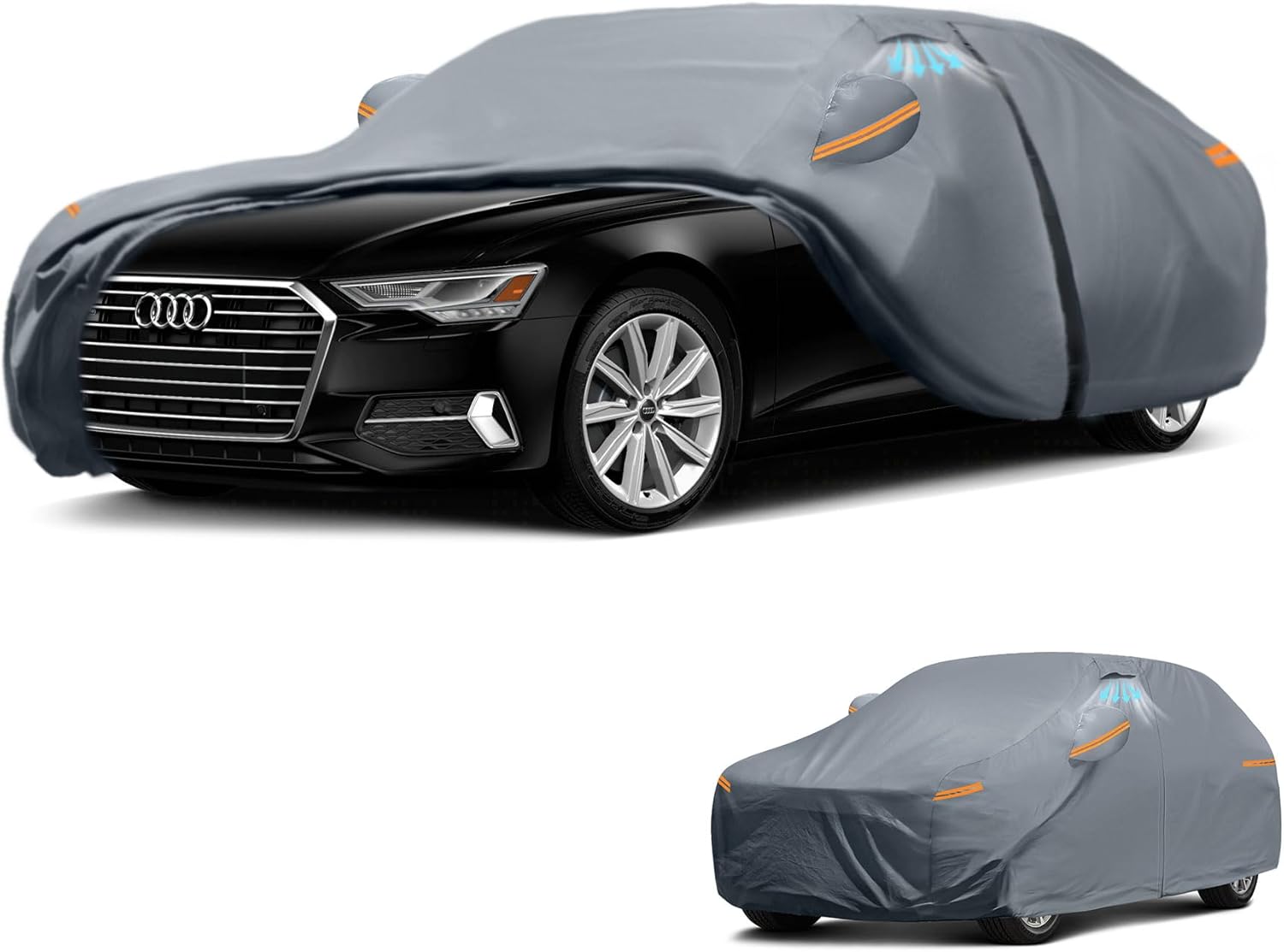 Waterproof A5(2004-2026) Car Cover with Breathable Vents, [2026 Upgrade] Premium Covers with Cotton Liner and Zipper Door,Sun Rain Snow Dust Uv Protection.(Gift with Towel Storage Bag)