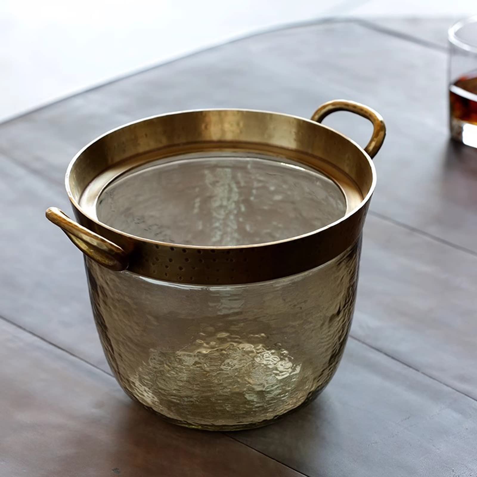 クリアガラス アイスバケツ ゴールドアクセント